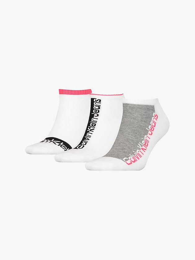 Calvin Klein USA 3 Pack Logo Ankle Womens Socks White 4160789-MD